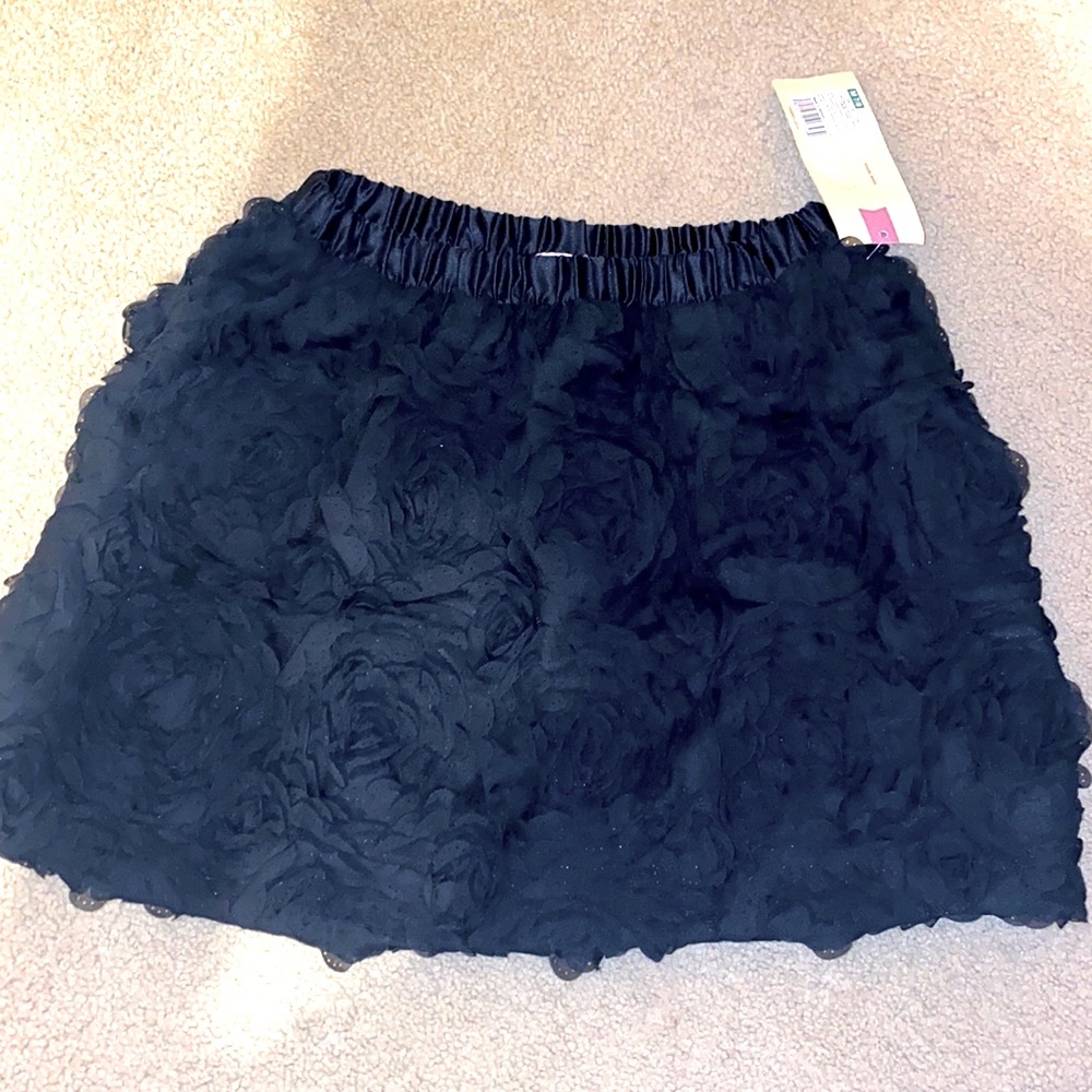 Girls black floral skirt